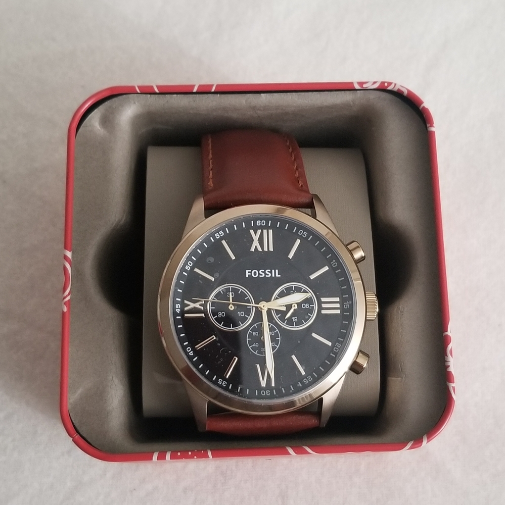Fossil Men's Flynn Chronograph Brown Leather Watch